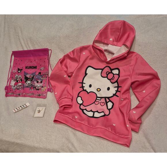 Hello Kitty Other - Hello Kitty & Friends Pink Pullover Hoodie & Accessories Bundle